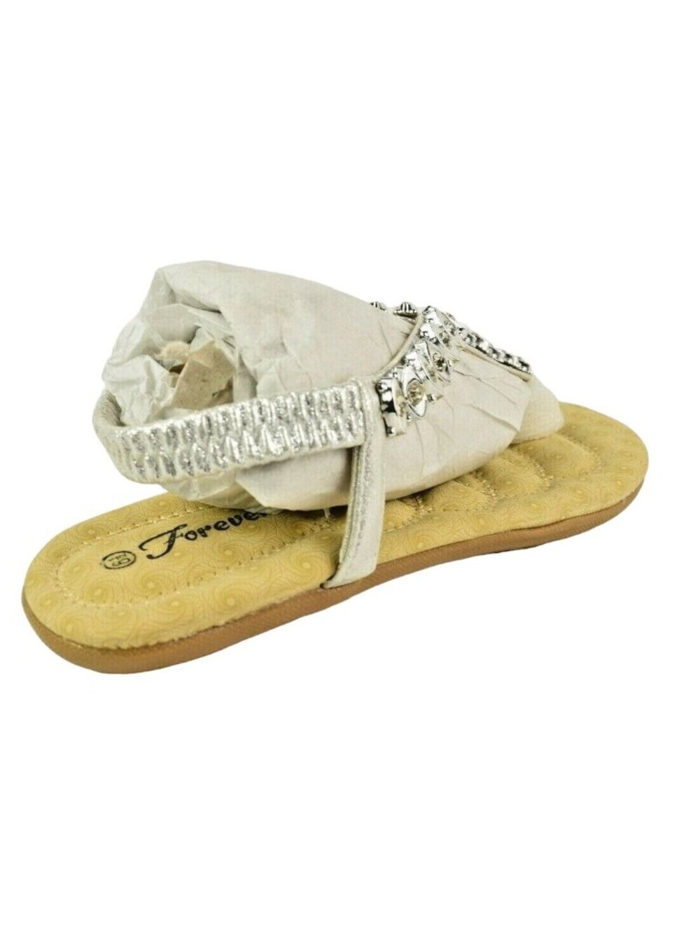 Forever Womens Size 6.5 Calista Silver Cushioned New Casual Sandals - Picture 7 of 7